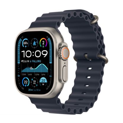 Billede af Apple Watch Ultra 2 GPS + Cellular 49mm Natural Titanium Case with Navy Ocean Band
