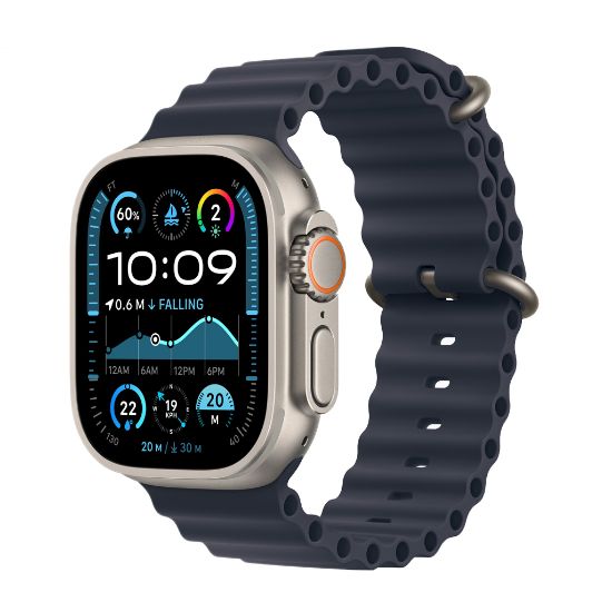 Billede af Apple Watch Ultra 2 GPS + Cellular 49mm Natural Titanium Case with Navy Ocean Band