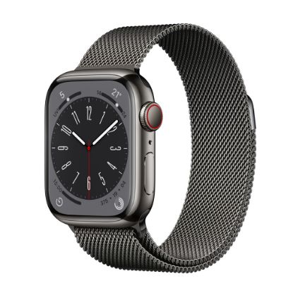 Billede af Apple Watch Series 8 GPS + Cellular 45mm Graphite Stainless Steel Case med Graphite Milanese Loop