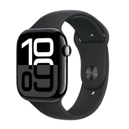 Billede af Apple Watch Series 10 GPS + Cellular 46mm Jet Black Aluminium Case with Black Sport Band - S/M
