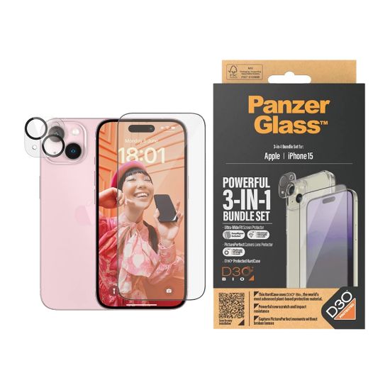 Billede af Panzerglass Apple iPhone 15 3i1 beskyttelsespakke