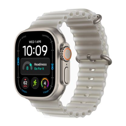 Billede af Apple Watch Ultra 4 GPS + Cellular 49mm Natural Titanium Case with Translucent Grey Ocean Band