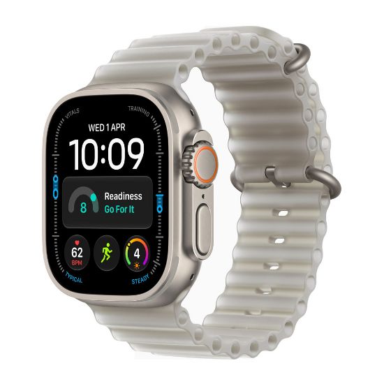 Billede af Apple Watch Ultra 4 GPS + Cellular 49mm Natural Titanium Case with Translucent Grey Ocean Band