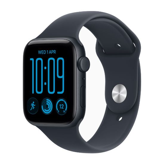 Billede af Apple Watch SE 3 GPS + Cellular 44mm Midnight Aluminium Case with Navy Blue Sport Band - M/L