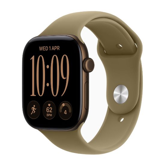 Billede af Apple Watch Series 12 GPS + Cellular 46mm Dark Bronze Aluminium Case with Olive Sport Band - M/L
