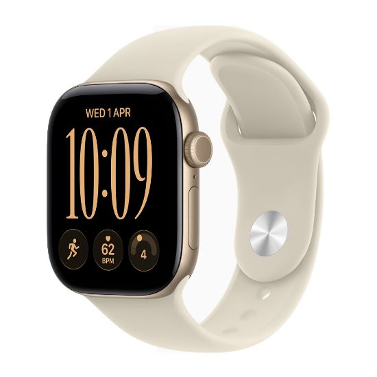 Billede af Apple Watch Series 12 GPS + Cellular 42mm Light Gold Aluminium Case with Sand Sport Band - M/L