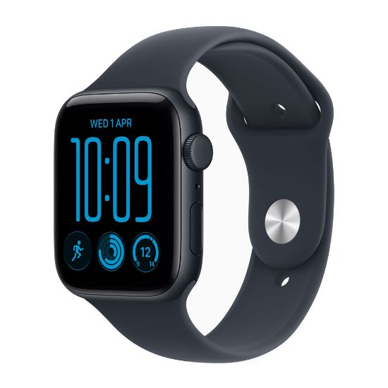 Billede af Apple Watch SE 3 GPS + Cellular 44mm Midnight Aluminium Case with Navy Blue Sport Band - S/M